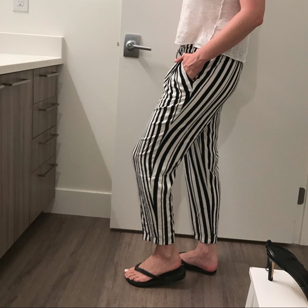 Mango striped black & white pants